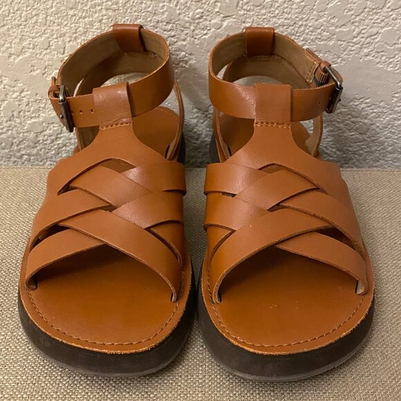 Madewell Ankle Strap Fisherman Sandals Platform in Burnished Caramel Size 6.5 - Picture 3 of 12